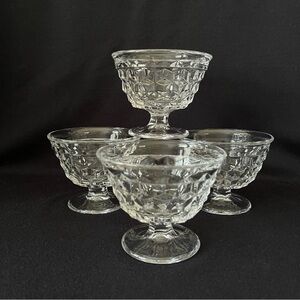 Set of 4 - Sundae / Dessert Glasses - Fostoria - American- Cube - Vintage